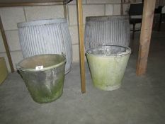 2 galvanised dolly tubs and 3 galvanised buckets