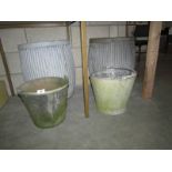 2 galvanised dolly tubs and 3 galvanised buckets