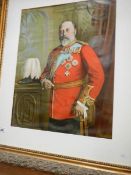 A framed portrait of King Edward VII,
