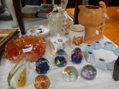 A mixed lot including paperweights,