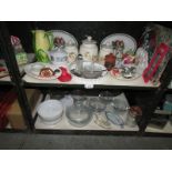 2 shelves of miscellaneous including storage jars