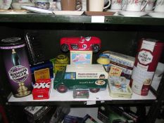 A shelf of old tins