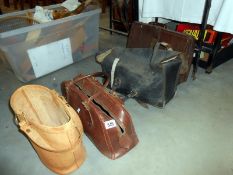 4 old leather bags