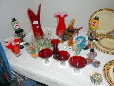 A mixed lot of glass ware including Murano style