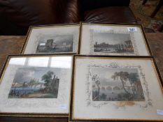 4 framed and glazed prints of bridges crossing the river thames