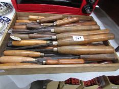 In excess of 40 carving and turning chisels by various makers including Addis & Marples,
