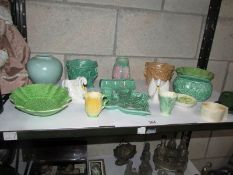 A mixed lot of pottery, one shelf