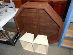 A large wooden hexagonal planter and 2 small planters