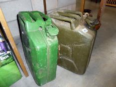 2 old petrol cans