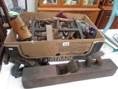A large quantity of various woodworking tools including metal and wooden planes