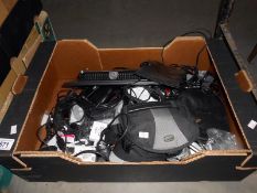 A box of camera's, computer related equipment,