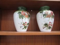 A pair of Victorian painted glass vases