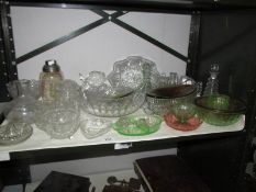 A mixed lot of glassware, one shelf