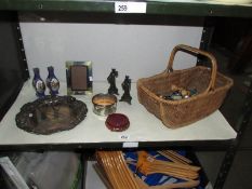 A mixed lot of cutlery, silver plate and 2 cloissonne vases