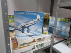 5 boxed aeroplane model kits including Hasegawa,