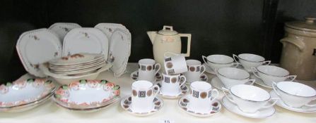 A shelf of miscellaneous china including tea ware