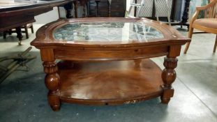 A large glazed top coffee table a/f
