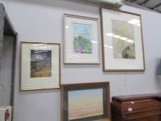 4 framed and glazed prints