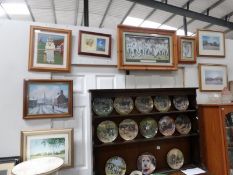 8 framed and glazed cricket themed items including prints, decoupage,