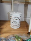 A ceramic chemist's jar