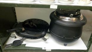 An electric soup cauldron and other kitchen ware