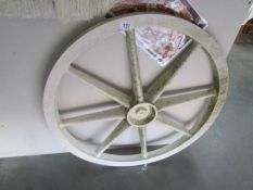 A plastic cart wheel