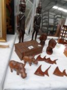 A mixed lot of wooden items including box,