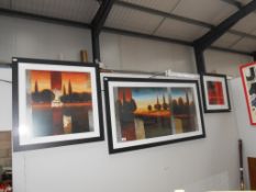 3 modern framed and glazed prints