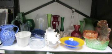 A mixed lot of art and other glass including carnival,