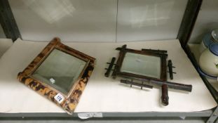 2 bamboo framed mirrors