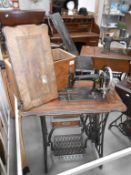 A treadle sewing machine