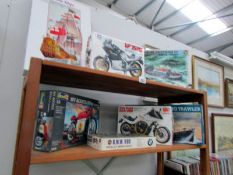 7 boxed boat and motorcycle model kits