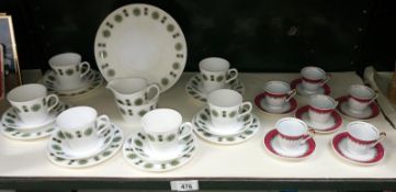 A Colclough tea set and set of French cups and saucers