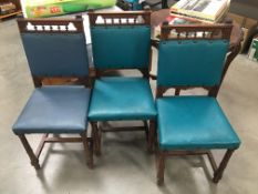 A set of 3 oak framed dining chairs