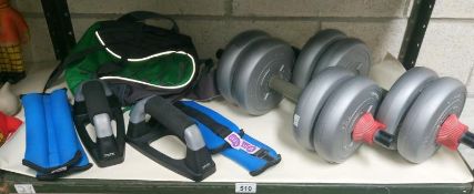 A quantity of weight lifting items