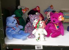 10 Ty Beanie Bears including American