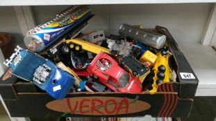 A box of playworn toy cars including Matchbox, Corgi & Tonka etc.