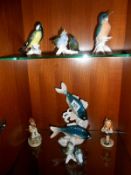 4 Karl Ens figures of birds & one of fish,