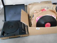 A retro record player & quantity of 78rpm records