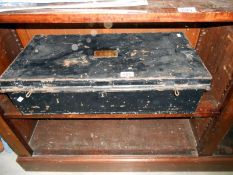 A tin case/toolbox with brass plaque 'Mr. W.H/ Pibworth R.N.