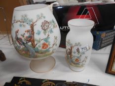 2 matching glass vases