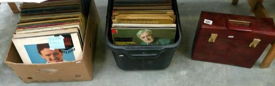 2 boxes & a case of LP records including 1980's/90's etc.