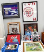 A mixed lot of sports items including boxing magazines & prints,