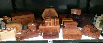 A quantity of wooden boxes including trinket,