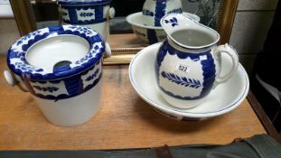 A blue & white jug & basin set & matching slop bucket