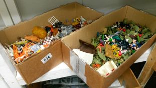 2 boxes of plastic soldiers & farm animals by Britand etc.