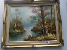 An oil on canvas rural landscape, signed R. Valantino