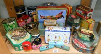 An assortment of vintage tins