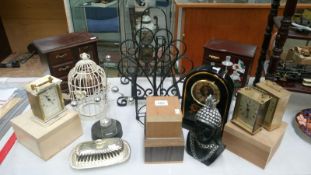 A mixed lot including jewellery boxes, clocks & trinket boxes etc.