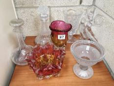 A mixed lot of glassware including decanters
